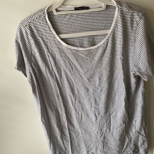 Zara black and white striped tee sz L